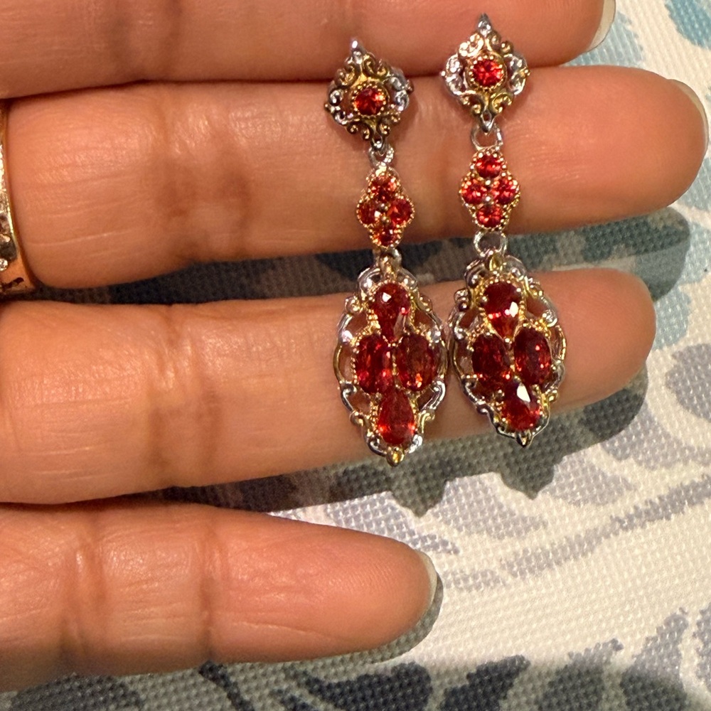 Genuine Rubellite Sterling Silver 925 Earrings - Picture 5 of 8
